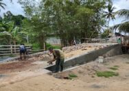 Sinergi Membangun Desa: Satgas TMMD 127 Kodim 1417/Kendari Garap Plesteran Pondasi Jembatan di Sambuli