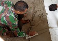 Satgas TMMD Kodim 1708/BN Kebut Pembangunan Rumah Warga, Keramik Lantai Mulai Dipasang
