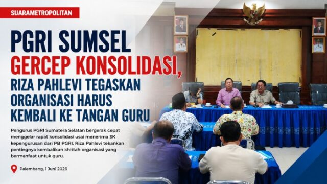 PGRI Sumsel Gercep Konsolidasi, Riza Pahlevi Tegaskan Organisasi Harus Kembali ke Tangan Guru